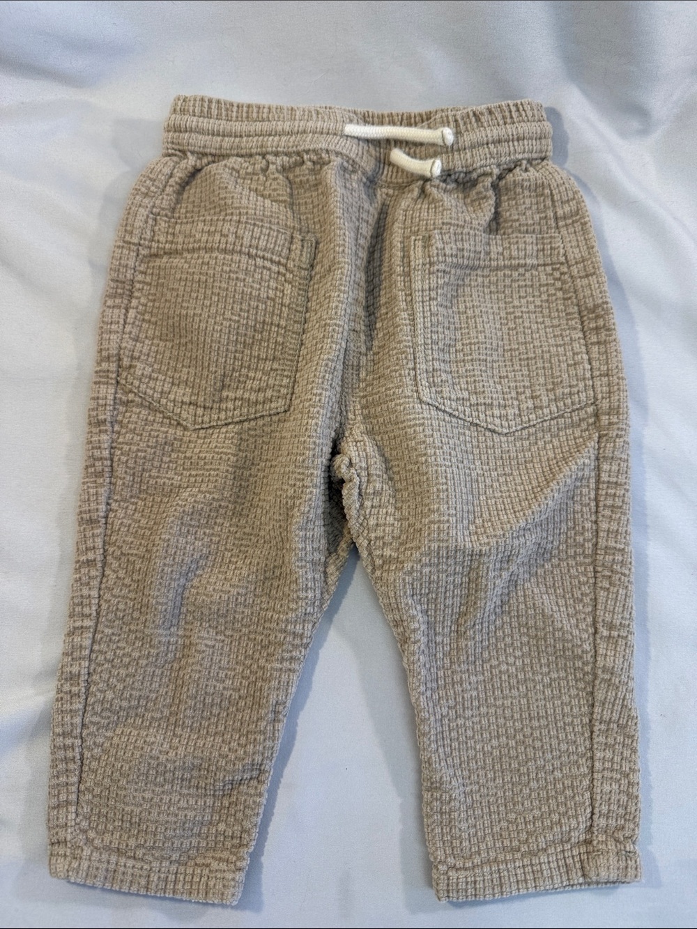 Zara - Waffle-Texture Jogger Corduroy Pants - Beige
